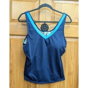 Swim 365 Women's 16W Navy Built in Padded Bra V Neck Spandex